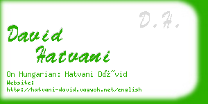 david hatvani business card